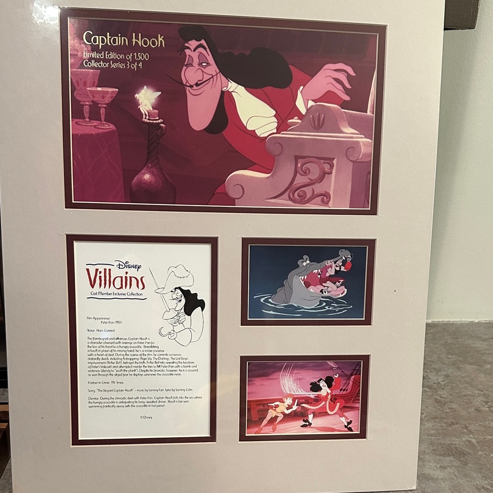 Disney Villains Captain Hook Art in Red and Pink